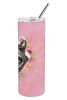 Scottish Terrier Pink Flowers Stainless Steel Skinny Tumbler