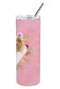 Collie Pink Flowers Stainless Steel Skinny Tumbler