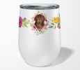 Newfoundland Pink Flowers Stainless Steel 12 oz Stemless Wine Glass
