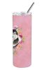 Alaskan Malamute 1 Pink Flowers Stainless Steel Skinny Tumbler