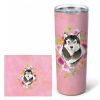 Alaskan Malamute 1 Pink Flowers Stainless Steel Skinny Tumbler