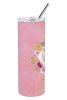 Lakeland Terrier Pink Flowers Stainless Steel Skinny Tumbler
