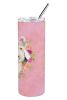 Lakeland Terrier Pink Flowers Stainless Steel Skinny Tumbler