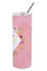 Japanese Spitz Pink Flowers Stainless Steel Skinny Tumbler
