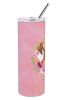 Vizsla Pink Flowers Stainless Steel Skinny Tumbler