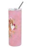 Vizsla Pink Flowers Stainless Steel Skinny Tumbler
