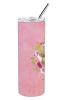 Golden Retriever Pink Flowers Stainless Steel Skinny Tumbler