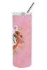 English Bulldog 1 Pink Flowers Stainless Steel Skinny Tumbler