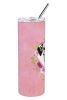 Dalmatian 1 Pink Flowers Stainless Steel Skinny Tumbler