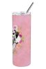Dalmatian 1 Pink Flowers Stainless Steel Skinny Tumbler