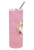 Corgi 1 Pink Flowers Stainless Steel Skinny Tumbler