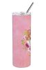 Cavalier King Charles Spaniel - Blenheim - Pink Flowers Stainless Steel Skinny Tumbler