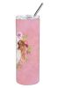 Cavalier King Charles Spaniel - Blenheim - Pink Flowers Stainless Steel Skinny Tumbler