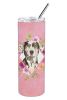 Catahoula Leopard Dog Pink Flowers Stainless Steel Skinny Tumbler