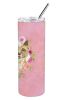 Cairn Terrier Pink Flowers Stainless Steel Skinny Tumbler