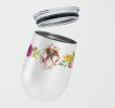 Boxer Pink Flowers Stainless Steel 12 oz Stemless Wine Glass