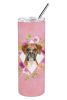 Boxer Pink Flowers Stainless Steel Skinny Tumbler