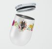 Bouvier des Flandres Pink Flowers Stainless Steel 12 oz Stemless Wine Glass