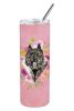 Bouvier des Flandres Pink Flowers Stainless Steel Skinny Tumbler