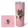 Bouvier des Flandres Pink Flowers Stainless Steel Skinny Tumbler