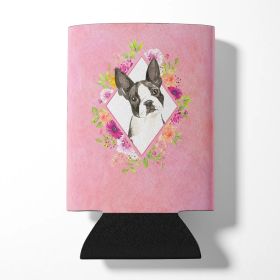Boston Terrier Pink Flowers Can Hugger