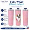 Boston Terrier Pink Flowers Stainless Steel Skinny Tumbler