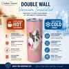 Boston Terrier Pink Flowers Stainless Steel Skinny Tumbler