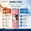 Border Collie Pink Flowers Stainless Steel Skinny Tumbler