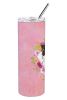Bernese Mountain Dog 1 Pink Flowers Stainless Steel Skinny Tumbler