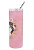 Bernese Mountain Dog 1 Pink Flowers Stainless Steel Skinny Tumbler