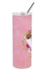 Beagle 1 Pink Flowers Stainless Steel Skinny Tumbler
