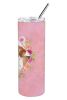 Beagle 1 Pink Flowers Stainless Steel Skinny Tumbler
