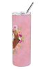 Basset Hound 1 Pink Flowers Stainless Steel Skinny Tumbler
