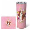 Basset Hound 1 Pink Flowers Stainless Steel Skinny Tumbler