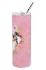 Australian Shepherd Pink Flowers Stainless Steel Skinny Tumbler