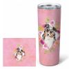 Australian Shepherd Pink Flowers Stainless Steel Skinny Tumbler