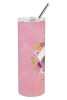 Pit Bull Terrier - Blue - Pink Flowers Stainless Steel Skinny Tumbler