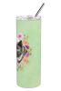 Akita 1 Green Flowers Stainless Steel Skinny Tumbler