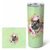 Akita 1 Green Flowers Stainless Steel Skinny Tumbler