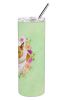 Bull Terrier Green Flowers Stainless Steel Skinny Tumbler