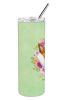Basenji Green Flowers Stainless Steel Skinny Tumbler
