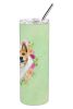Basenji Green Flowers Stainless Steel Skinny Tumbler