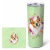 Basenji Green Flowers Stainless Steel Skinny Tumbler