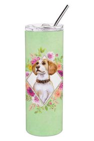 Beagle Green Flowers Stainless Steel Skinny Tumbler