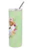 Beagle Green Flowers Stainless Steel Skinny Tumbler