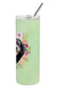 Bernese Mountain Dog Green Flowers Stainless Steel Skinny Tumbler