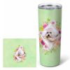 Bichon Frise #1 Green Flowers Stainless Steel Skinny Tumbler