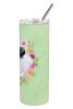 Borzoi Green Flowers Stainless Steel Skinny Tumbler