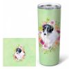 Borzoi Green Flowers Stainless Steel Skinny Tumbler