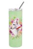 Bull Terrier 1 Green Flowers Stainless Steel Skinny Tumbler